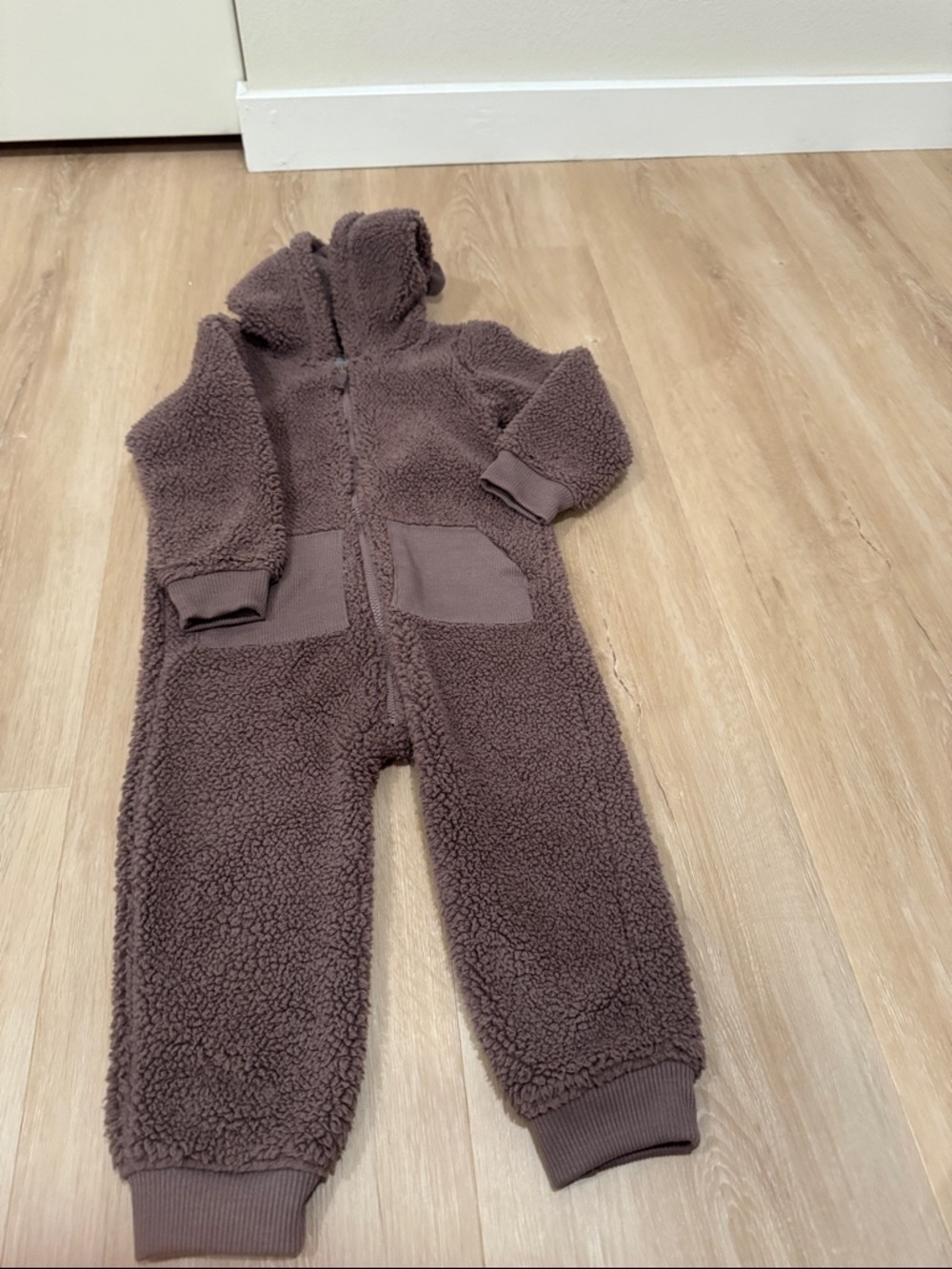 Carter's Chocolate Brown Sherpa Hooded Footed One-Piece